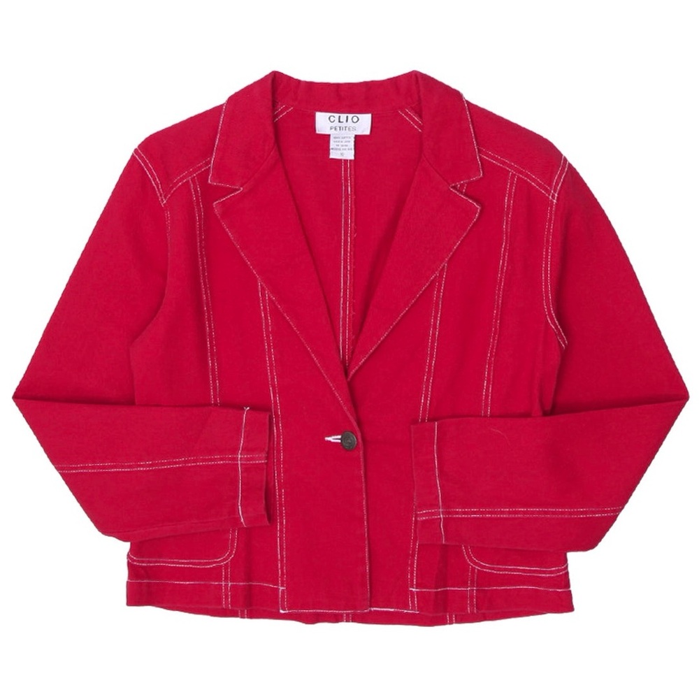 Vintage Red Denim Blazer